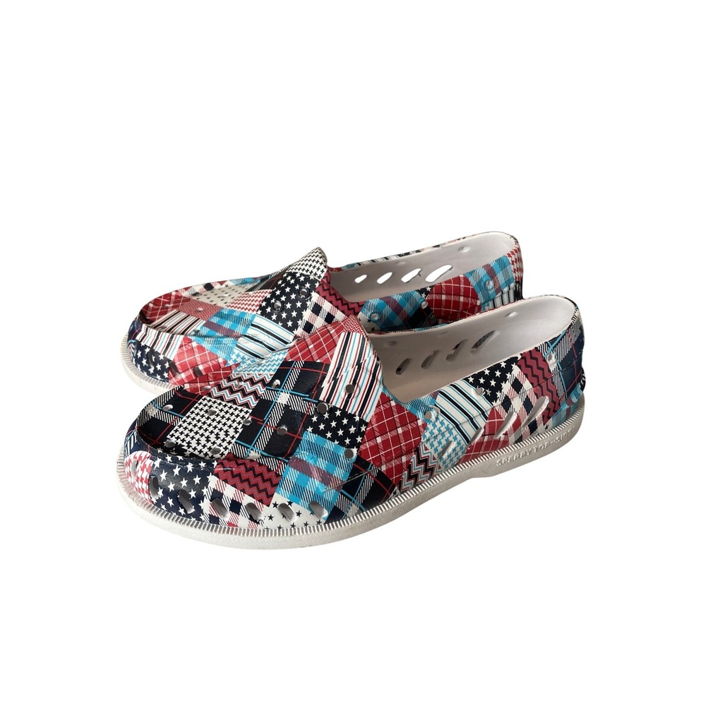Sperry Top-Sider A/O Float Americana Boat Shoes Red White Blue Patchwork Men 8M
